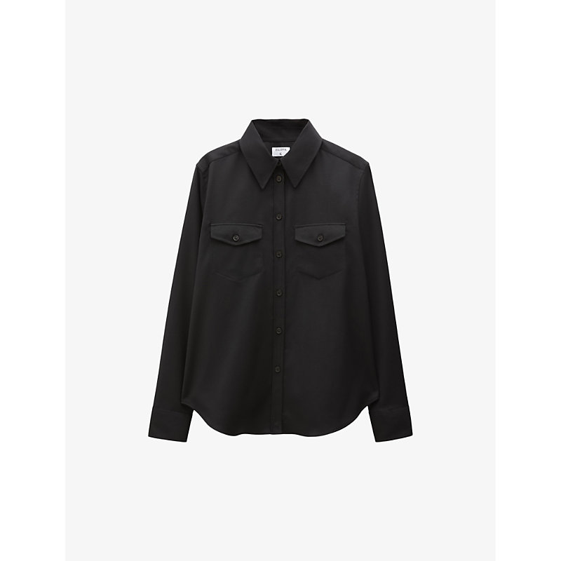 Filippa K Womens Black Patch-pocket Stretch-woven Shirt