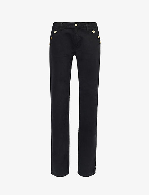 FILIPPA K: Button-embellished straight-leg mid-rise denim jeans