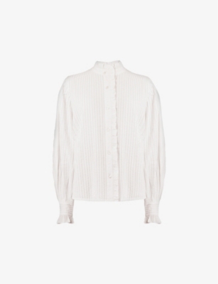 RO&ZO: Pintuck ruffled cotton blouse