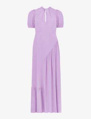 Ro&zo Scarlett Twist-neck Stretch-woven Maxi Dress In Purple