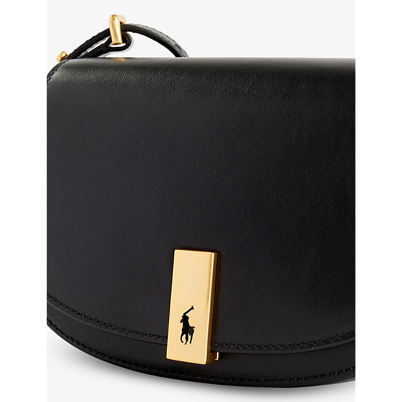 Shop Polo Ralph Lauren Women's Black Saddle Leather Crossbody Bag