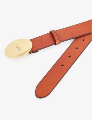 Shop Polo Ralph Lauren Women's Brown Oval-buckle Leather Belt
