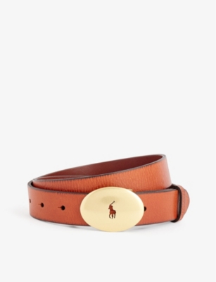 Shop Polo Ralph Lauren Women's Brown Oval-buckle Leather Belt