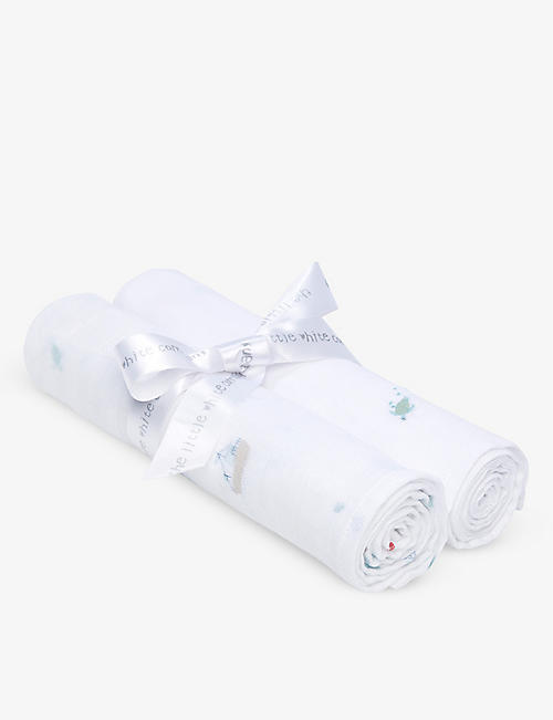 THE LITTLE WHITE COMPANY: Tiny Explorer organic-cotton pack-of-two muslins