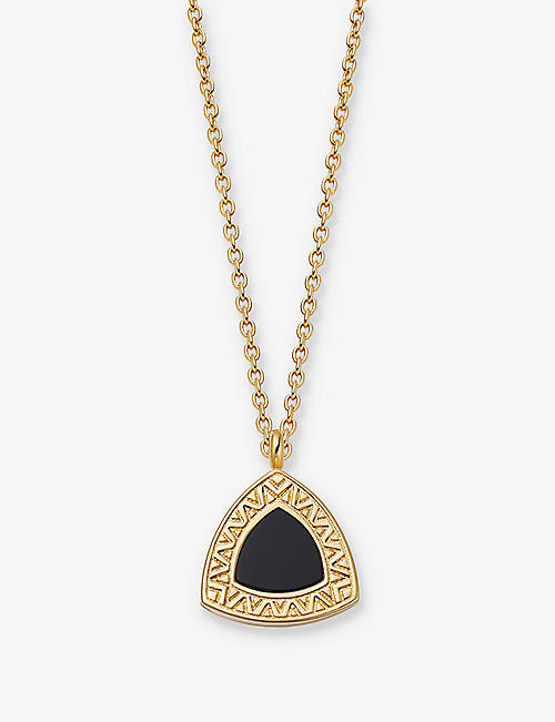 ASTLEY CLARKE: Polaris Trillion 18ct yellow gold-plated vermeil sterling-silver and black onyx locket necklace