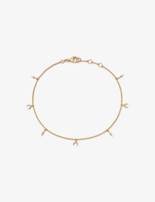Shop Astley Clarke Womens Yellow Gold Vermeil Luna 18ct Yellow Gold-plated Vermeil Sterling-silver Charm Anklet