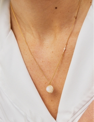 Shop Astley Clarke Womens Yellow Gold Vermeil Luna Large 18ct Yellow Gold-plated Vermeil Sterling-silver And Moonstone 