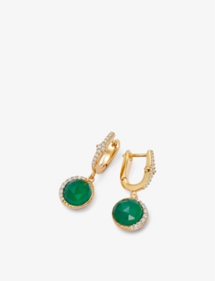 ASTLEY CLARKE: Luna 18ct yellow gold-plated vermeil sterling-silver and chalcedony drop earrings