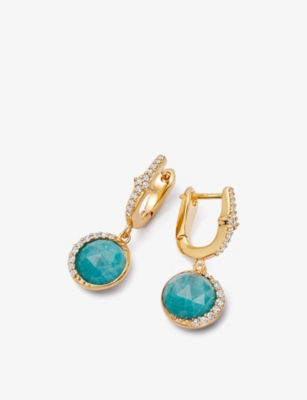 ASTLEY CLARKE: Luna 18ct yellow gold-plated vermeil sterling-silver and amazonite drop earrings