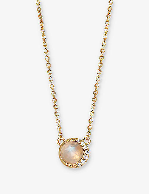 ASTLEY CLARKE: Luna 18ct yellow gold-plated vermeil sterling-silver and moonstone pendant necklace