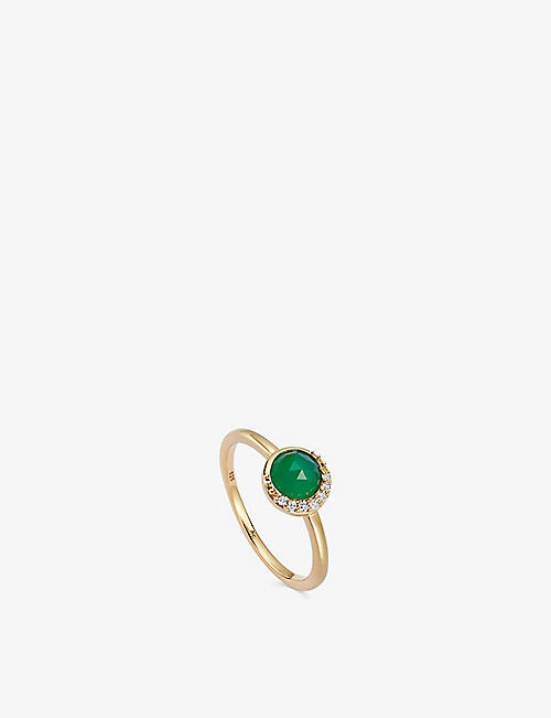ASTLEY CLARKE: Luna 18ct yellow gold-plated vermeil sterling-silver and chalcedony ring