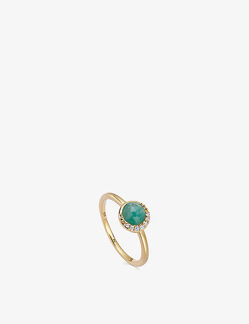 ASTLEY CLARKE: Luna 18ct yellow gold-plated vermeil sterling-silver and amazonite ring