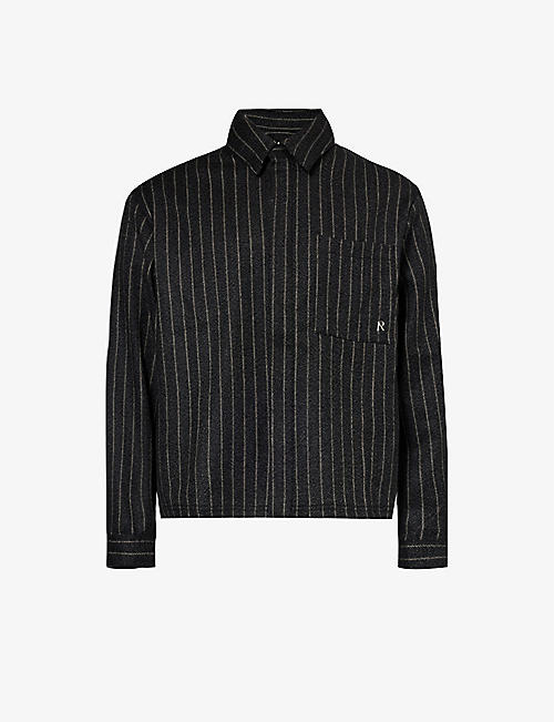 REPRESENT: Branded-hardware striped wool-blend shirt