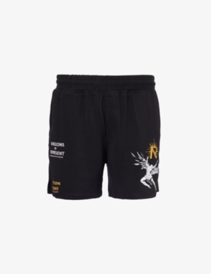 Shop Represent Men's Black Icarus Brand-print Woven Shorts