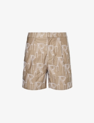 REPRESENT: Brand-embroidered mid-rise cotton shorts