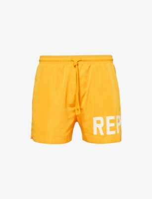 REPRESENT: Brand-print regular-fit swim shorts