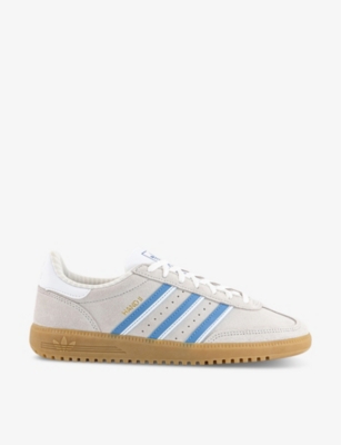 Adidas Originals Adidas Mens Grey One Light Blue Core Hand 2 Brand-embellished Suede Low-top Trainers In Grey One Light Blue Core