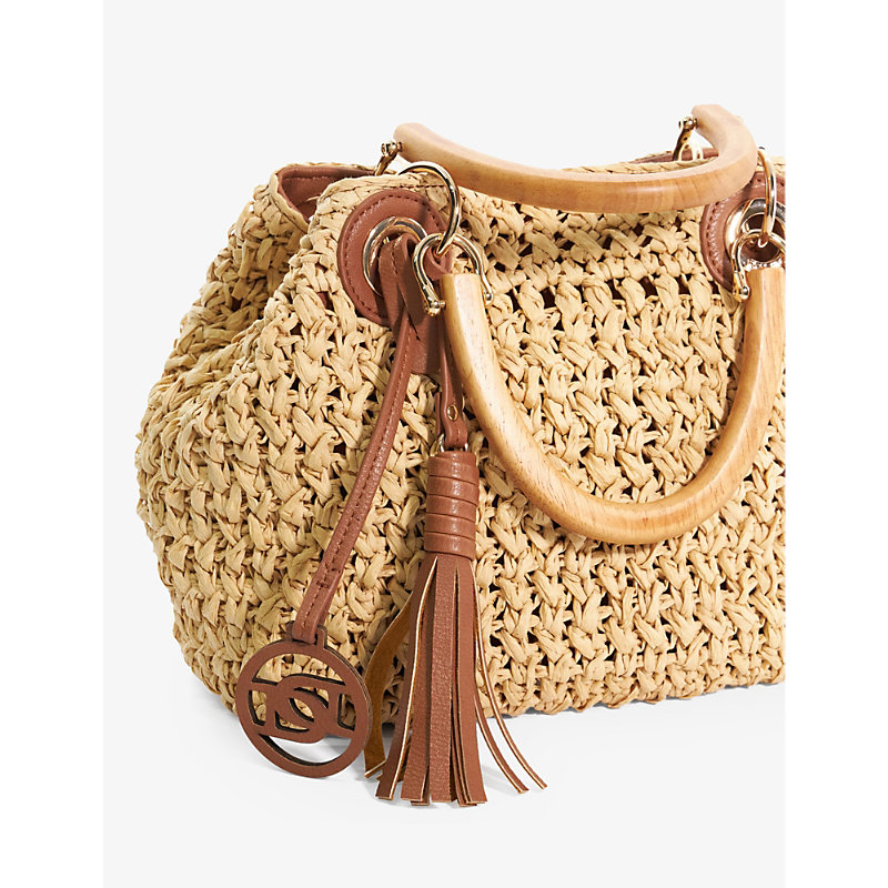 Shop Dune Women's Natural-raffia Deltaz Raffia Top-handle Bag