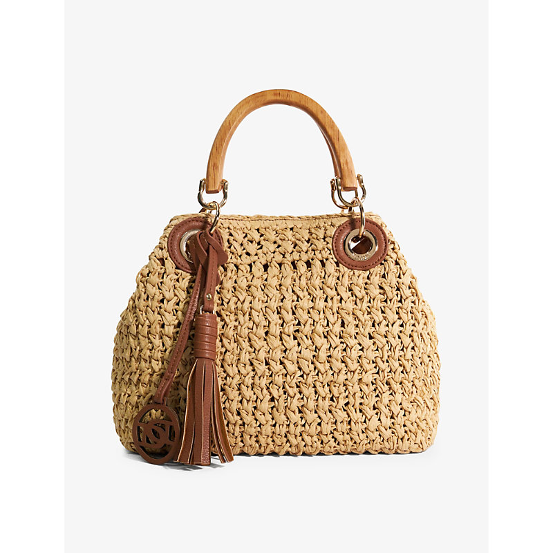 Shop Dune Women's Natural-raffia Deltaz Raffia Top-handle Bag
