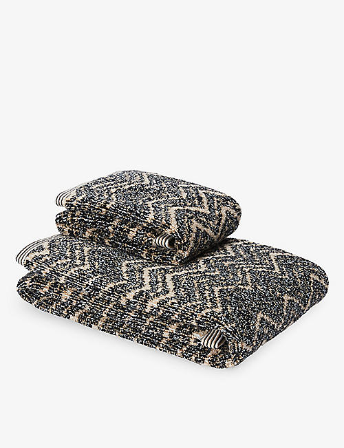 MISSONI HOME: Azul zigzag cotton towels set of two