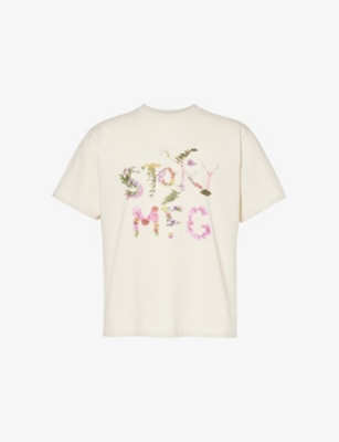 STORY MFG: Grateful logo text-print organic-cotton T-shirt
