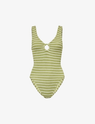 HUNZA G: Celine plunge-neck swimsuit