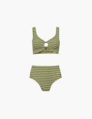 HUNZA G: Nadine crinkle-texture recycled polyester-blend bikini set
