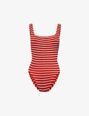 Hunza G Classic Square-neck Swimsuit In Red/white