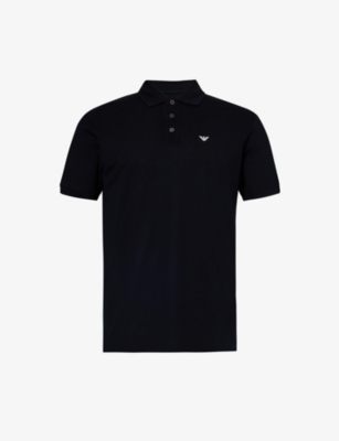 EMPORIO ARMANI: Brand-print short-sleeve cotton-jersey polo shirt