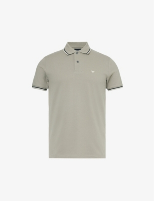 EMPORIO ARMANI: Logo-embroidered regular-fit stretch-cotton-piqué polo shirt