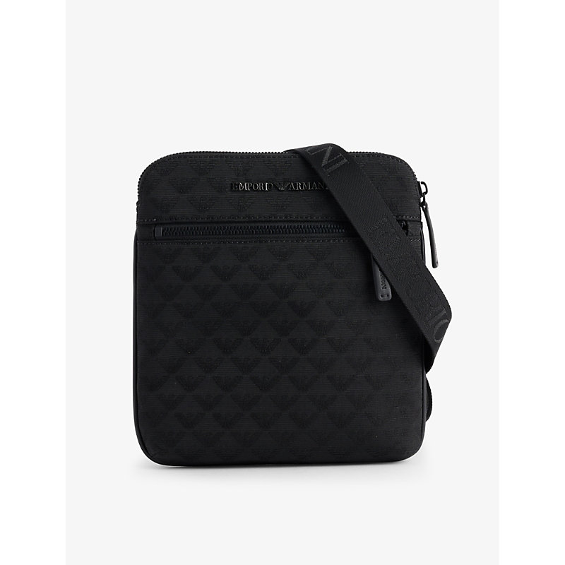 Emporio Armani Logo-jacquard Messenger Bag In Black