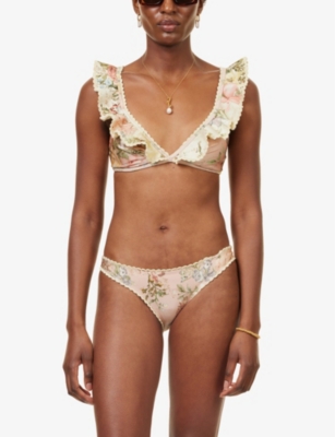 Shop Zimmermann Waverly Frill-trim Bikini Set In Spliced