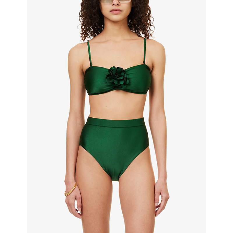 Shop Zimmermann Women's Emerald Waverly Floral-embellished Bikini Top