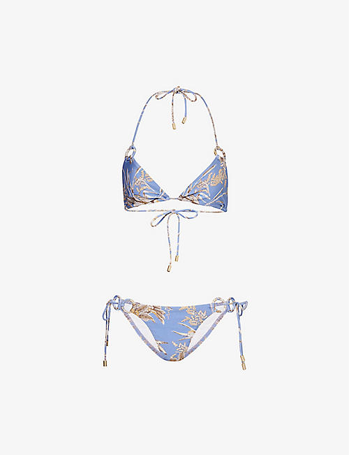 ZIMMERMANN: Ottie floral-pattern bikini set