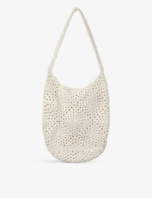 The White Company Womens Ivory Crochet Cotton Tote Bag