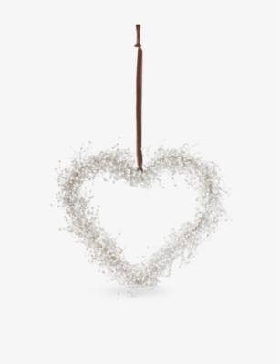 THE WHITE COMPANY: Heart beaded glass Christmas wreath 27cm