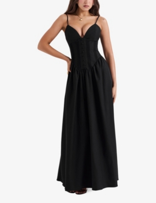 HOUSE OF CB: Lova corseted stretch-woven maxi dress