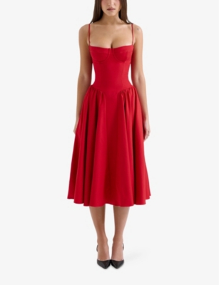 HOUSE OF CB: Samaria corseted woven midi dress
