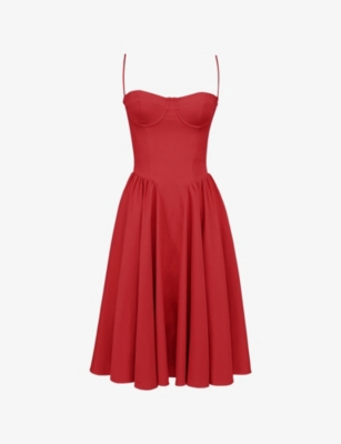 HOUSE OF CB: Samaria corseted woven midi dress
