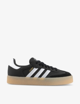 Shop Adidas Originals Adidas Women's Black Black White Sambae Leather Low-top Trainers