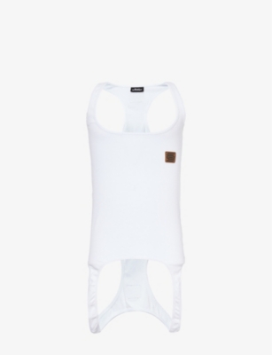 OLLY SHINDER: Brand-patch sleeveless stretch-cotton top