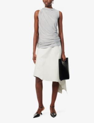 Shop Aaron Esh Womens Grey Sleeveless Draped-panel Cotton-jersey Top