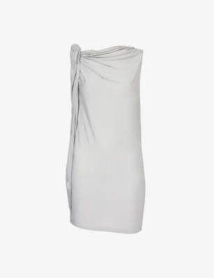 Shop Aaron Esh Womens Grey Sleeveless Draped-panel Cotton-jersey Top