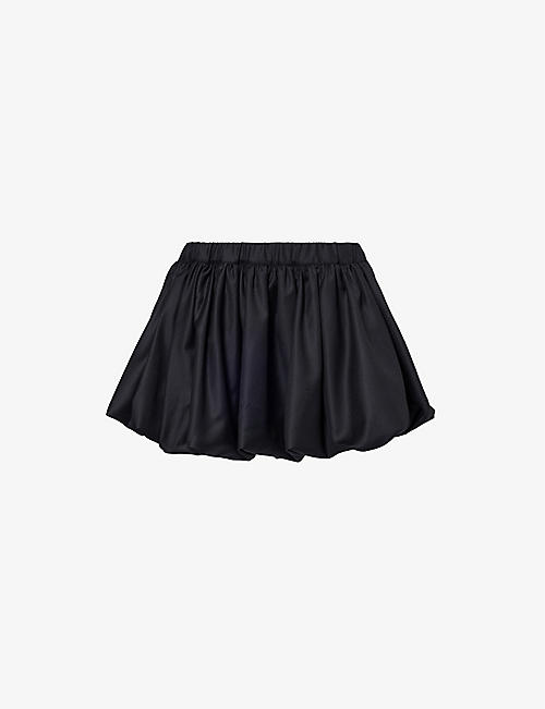 AARON ESH: Bubble-hem elasticated-waist wool mini skirt