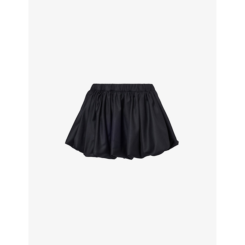 Aaron Esh Womens Black Bubble-hem Elasticated-waist Wool Mini Skirt