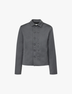 Shop Aaron Esh Women's Grey Double-button Collared Wool Jacket