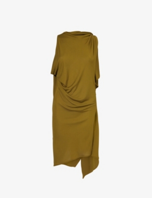 Shop Aaron Esh Women's Green Draped Sleeveless Woven Mini Dress