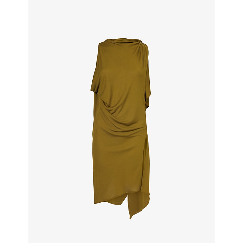 Shop Aaron Esh Women's Green Draped Sleeveless Woven Mini Dress