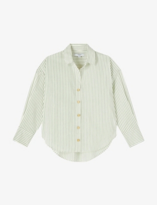 Shop Lk Bennett Women's Mul-green/cream Bextor Striped Woven Shirt