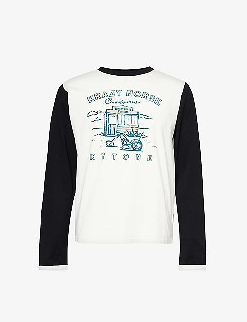KRAZY HORSE: Krazy Horse x Kytone Shed brand-print cotton-jersey T-shirt